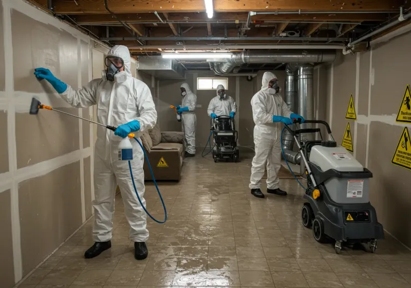 Basement Moisture Removal and Structural Drying process in Rockwell, NC